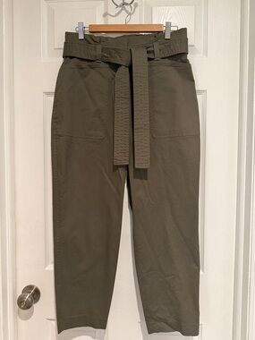 Express Olive Belted High-Waist Chinos